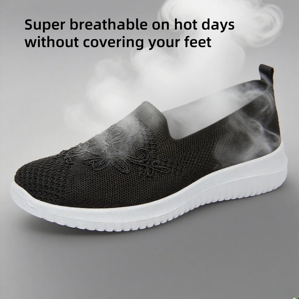 Women'S Exquisite Embroidered Casual Sneakers - Lightweight And Comfortable With Breathable Fabric Upper, Suitable For Outdoor R