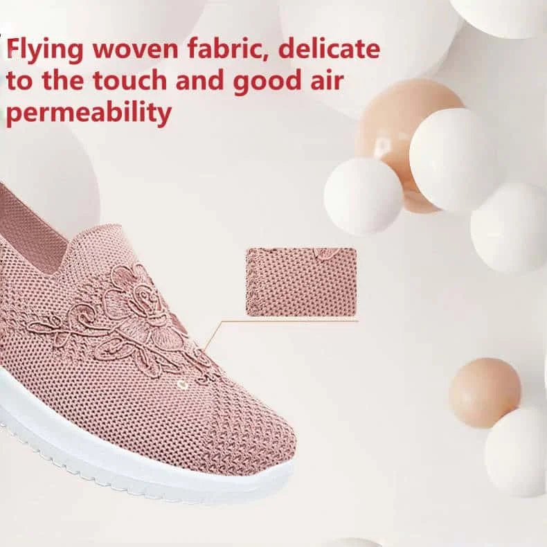 Women'S Exquisite Embroidered Casual Sneakers - Lightweight And Comfortable With Breathable Fabric Upper, Suitable For Outdoor R