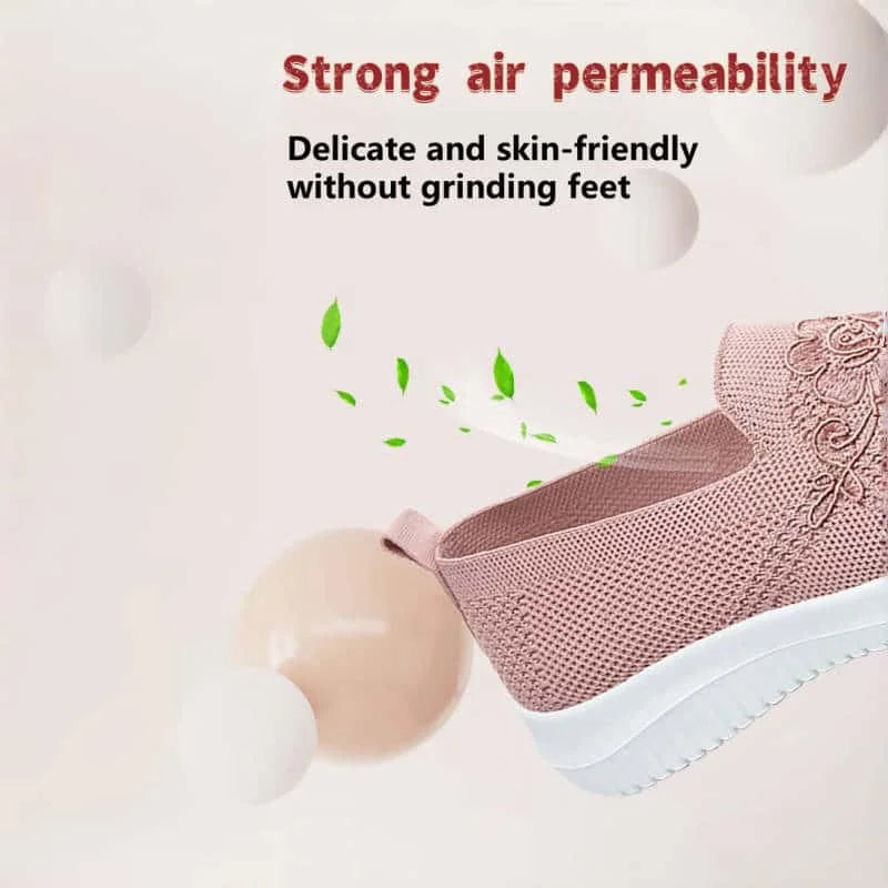 Women'S Exquisite Embroidered Casual Sneakers - Lightweight And Comfortable With Breathable Fabric Upper, Suitable For Outdoor R