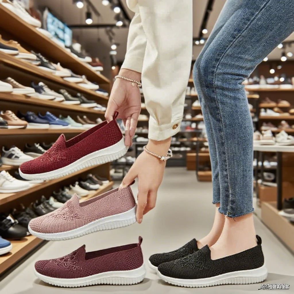 Women'S Exquisite Embroidered Casual Sneakers - Lightweight And Comfortable With Breathable Fabric Upper, Suitable For Outdoor R